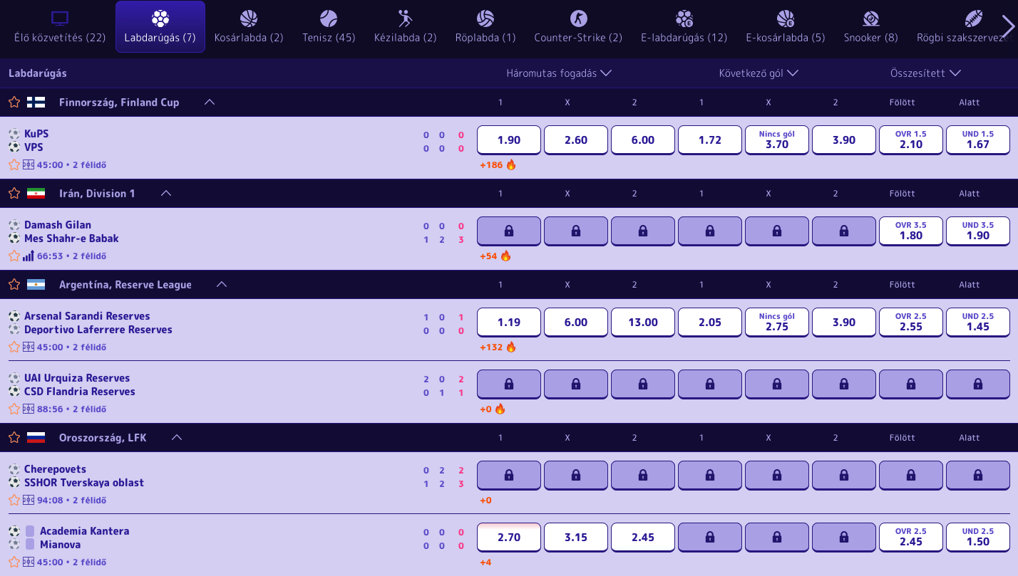 Sportfogadás az Alf Casino oldalán