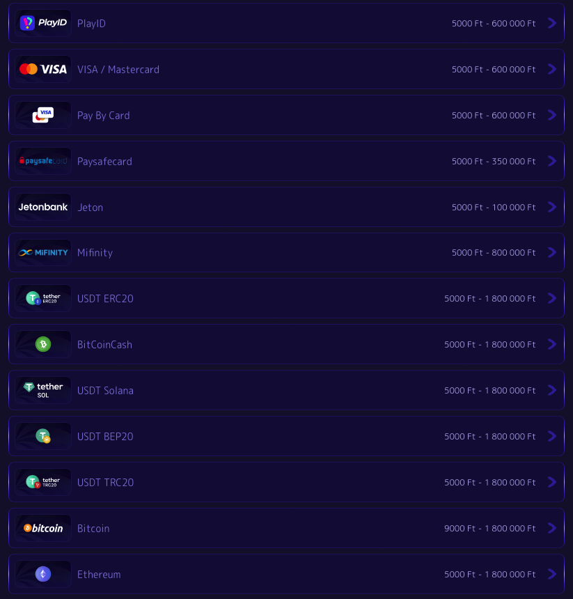 Alf Casino kifizetés HUF fizetési módokkal